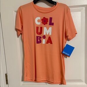 Columbia Vibrant Orange Tee with Bold Graphic UPF 50